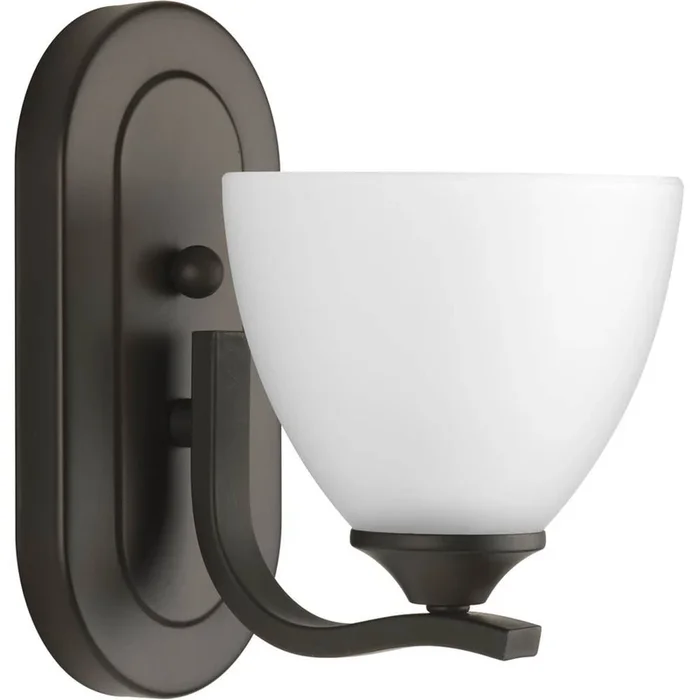 Progress Lighting Laird Collection One-Light Antique Bronze Etched Glass Traditional Bath Vanity Light