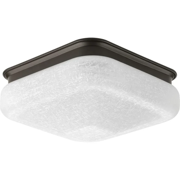 Progress Lighting LED Square Single Light 11-1/2″ Wide Integrated LED Flush Mount Ceiling Fixture with Etched Linen Glass Shade