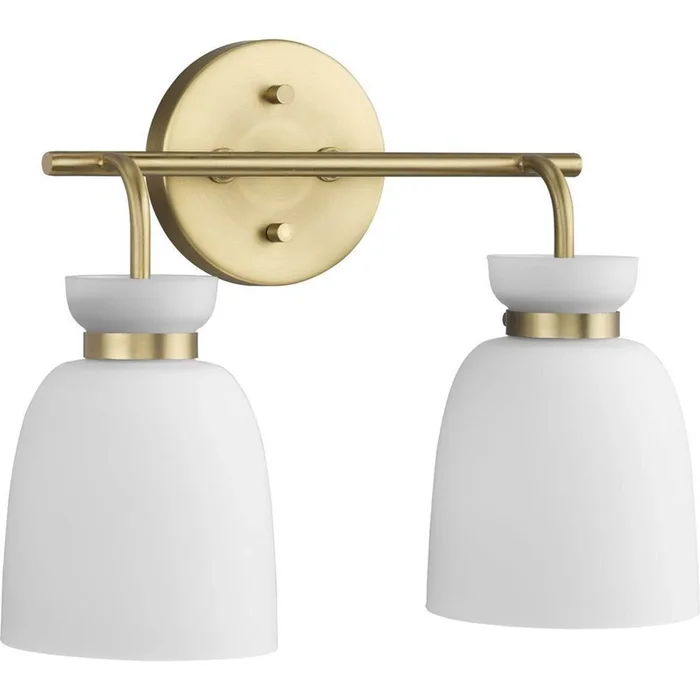 Progress Lighting Lexie Collection Two-Light Brushed Gold Contemporary Vanity Light