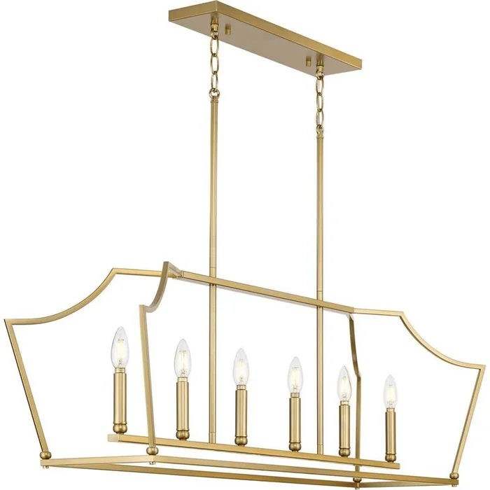 Progress Lighting Parkhurst Collection Six-Light New Traditional Brushed Bronze Linear Island Chandelier Light