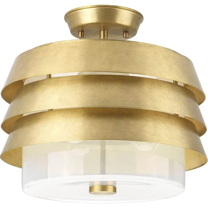 Progress Lighting POINT DUME byJeffrey Alan Marks for Progress Lighting Sandbar Collection Brushed Brass Semi-Flush Convertible