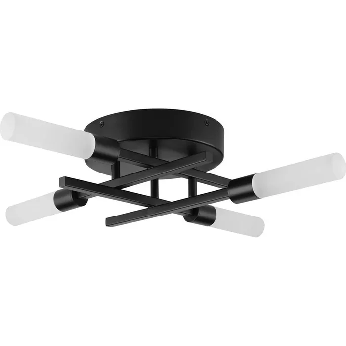 Progress Lighting Quadrant LED Collection Four-Light Matte Black Modern Style Flush Mount Ceiling or Wall Light