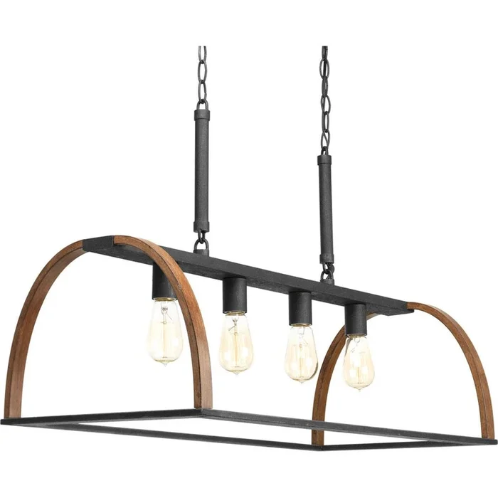 Progress Lighting Trestle Collection Four-Light Gilded Iron Farmhouse Chandelier Light