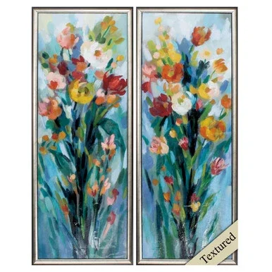 Propac Images Tall Bright Flowers Set Of 2 14″ x 36″ x 2″ Wall Art 46016