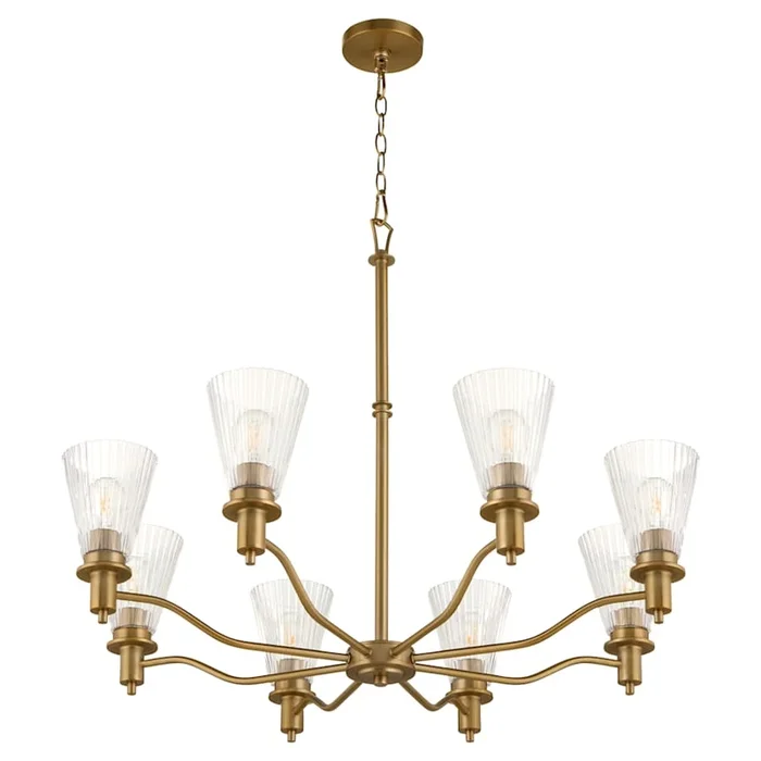 Quorum International Lawton 8 Light 35″ Wide Chandelier with Clear, Ribbed Glass Shades