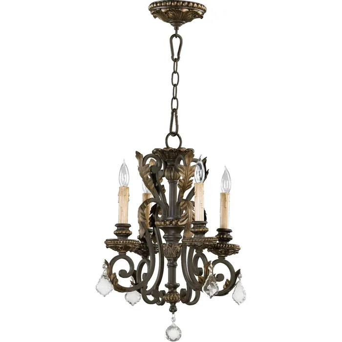 Quorum Rio Salado 6157-4-44 Chandelier – Toasted Sienna With Mystic Silver