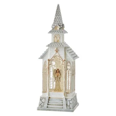 Raz Imports Angel Lighted Water Church Figurine 13 Inch