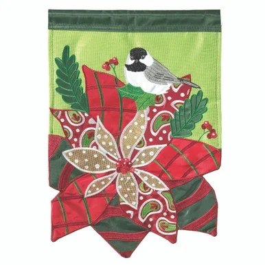 Red and Green Poinsettia Printed Rectangular Garden Flag 42″ x 29″