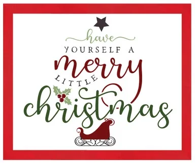 Red Have Yourself a Merry Little Christmas 14.5″ x 16.5″ Framed Christmas Wall Decor Sign Poster in a Red Wooden Frame with UV Acrylic and Hangers