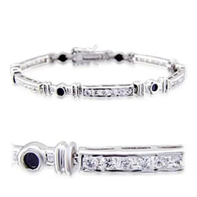 Rhodium Plated Women’s Bracelet with Jet Black Cubic Zirconia (Pack of 2)