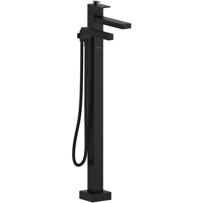 Riobel Kubik Floor Mounted Thermostatic Tub Filler with Built-In Diverter – Includes Hand Shower