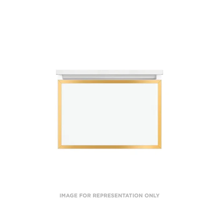 Robern Profiles Framed Vanity, 24” x 15” x 18”, White, Matte Gold Frame, Full Drawer