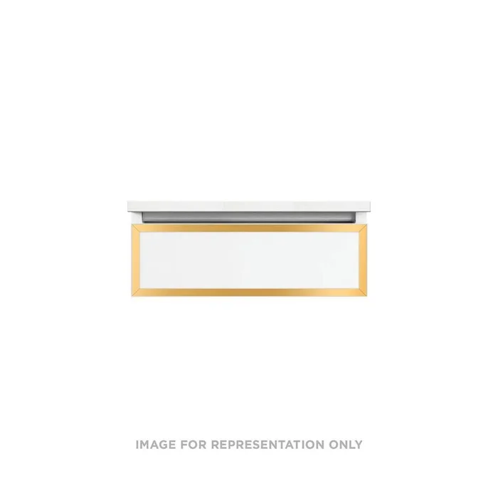 Robern Profiles Framed Vanity, 24” x 7-1/2” x 21”, Satin Bronze, Matte Gold Frame, Plumbing Drawer, Selectable Night Light,