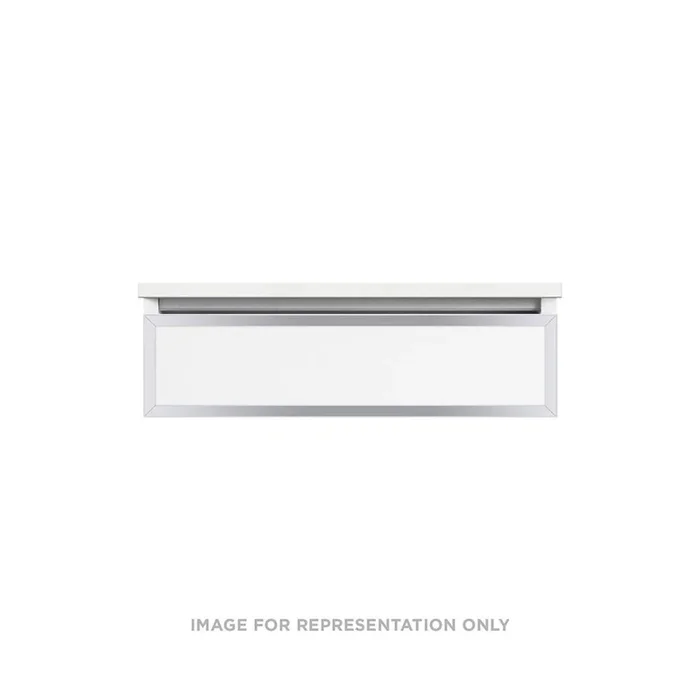 Robern Profiles Framed Vanity, 30” x 7-1/2” x 21”, White, Chrome Frame, Tip Out Drawer, Selectable Night Light, 2700K/4000K