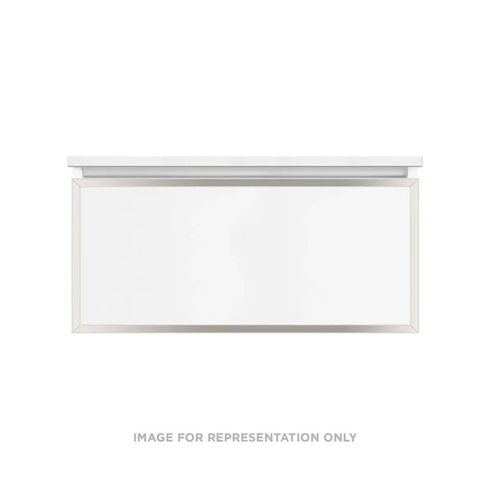 Robern Profiles Framed Vanity, 36” x 15” x 18”, Tinted Gray Mirror, Polished Nickel Frame, Full Drawer, Selectable Night Lig