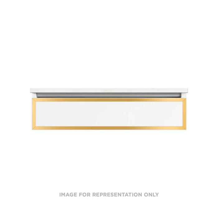 Robern Profiles Framed Vanity, 36” x 7-1/2” x 21”, Matte White, Matte Gold Frame, Plumbing Drawer, Selectable Night Light, 2
