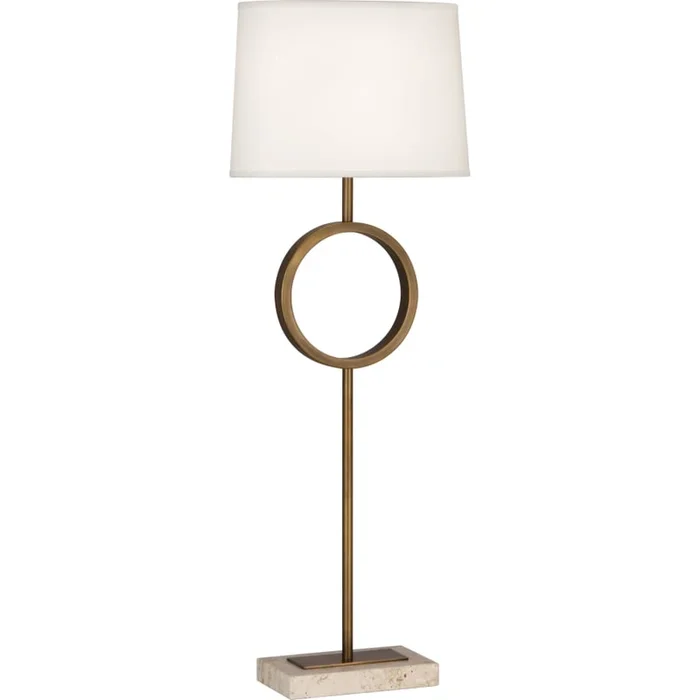 Robert Abbey Logan 30″ Novelty Table Lamp with a Travertine Base and Fondine Fabric Shade