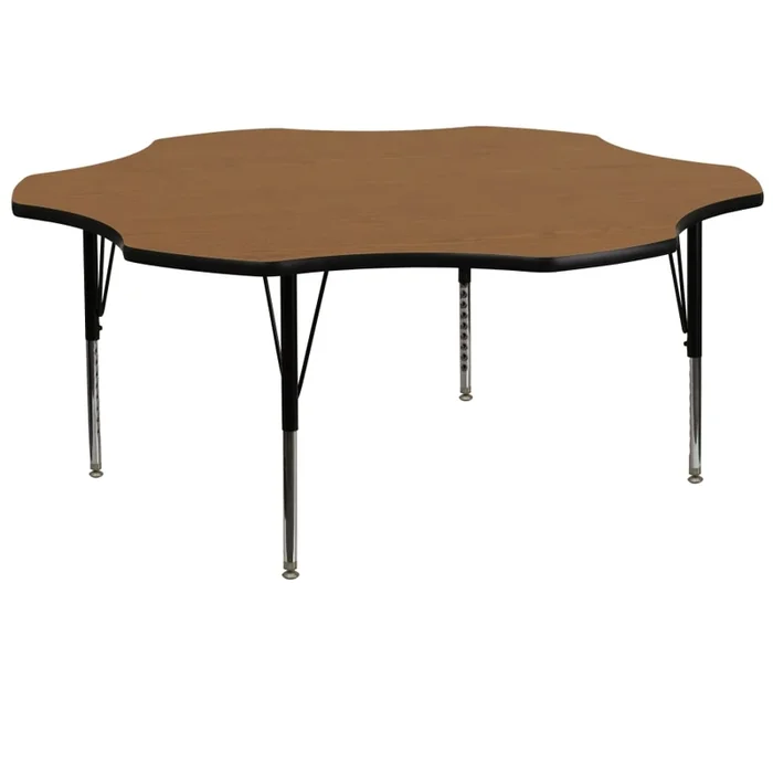 Roseto 60 Inch Wide Steel Framed Wood Top Adjustable Activity Table