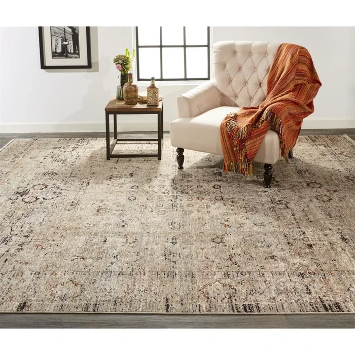 Roseto Fade 3-3/4′ x 5-3/4′ Cotton and Viscose Vintage Abstract Contemporary Area Rug From the Grayson Manor Collection