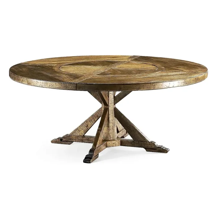 Rustic Round Dining Table – Medium Brown