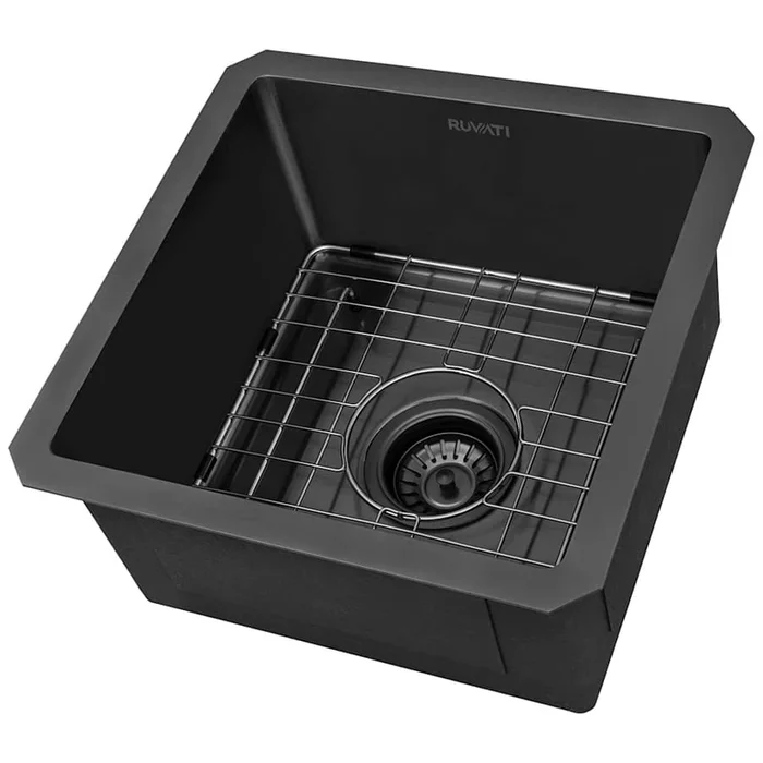 Ruvati Terraza 15″ Undermount Single Basin Stainless Steel Bar Sink with Basket Strainer