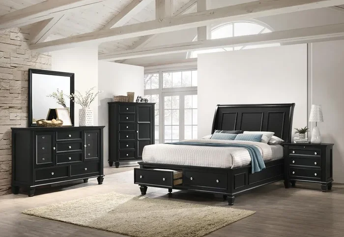 Sandy Beach Storage 4-Piece Queen Bedroom Set with Sleigh Headboard