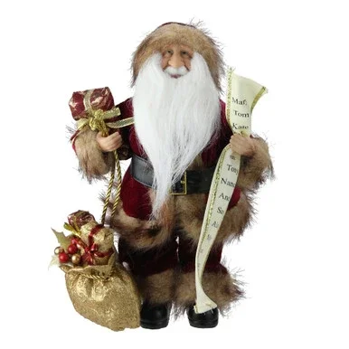Santa Claus with Gift Bag Standing Christmas Figure – 12″