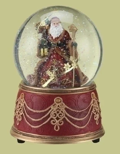 Santa with Snowflakes Musical We Wish You a Merry Christmas 100mm Snow Globe