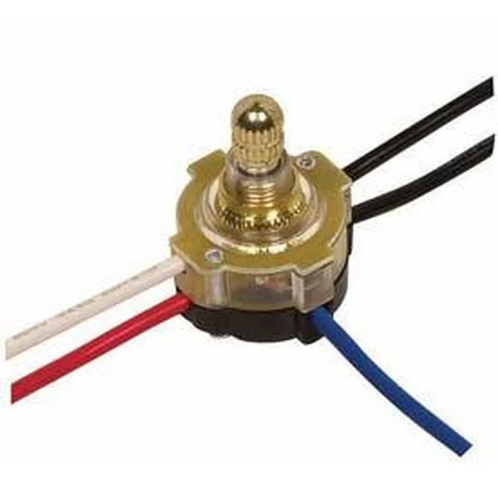 Satco Brass Finish 3 Way Rotary Switch Lighted