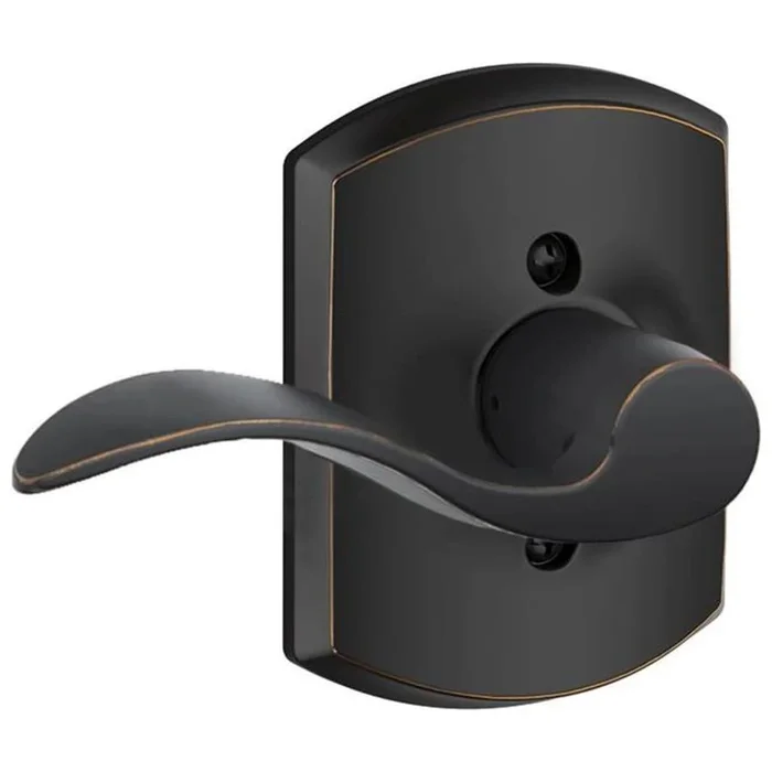 Schlage Accent Left Handed Non-Turning One-Sided Dummy Door Lever with Decorative Greenwich Trim