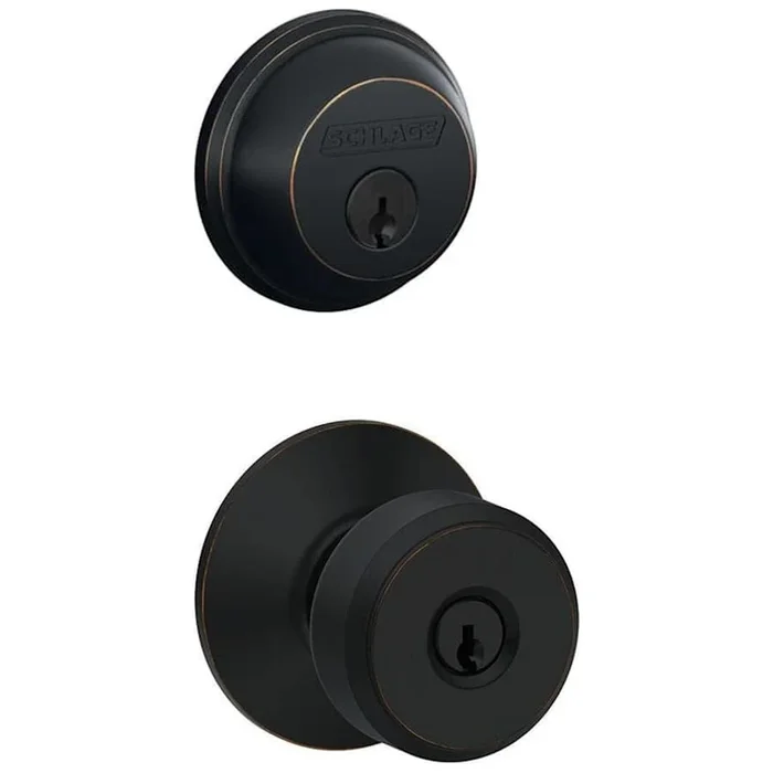 Schlage Bowery Single Cylinder Keyed Entry Door Knob Set and Deadbolt Combo