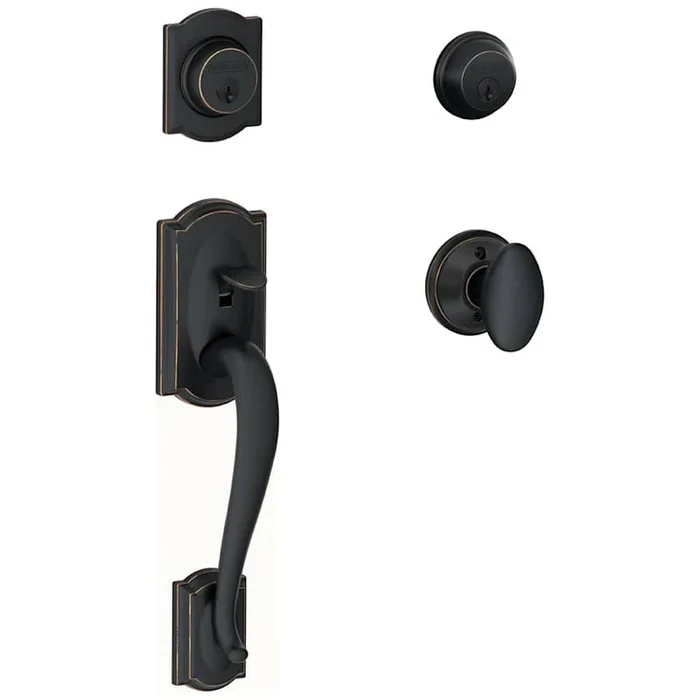 Schlage Double Cylinder Camelot Handleset with Siena Interior Knob from the F-Series
