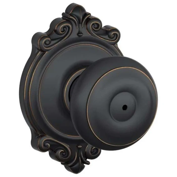 Schlage Georgian Privacy Door Knob Set with Decorative Brookshire Trim