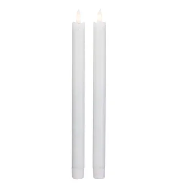 Set 2 White Wax Flameless LED Taper Christmas Candles 11″