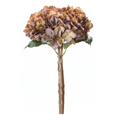 Set of 12 Beige and Pink Polyester Hydrangea Bundle 14.50”