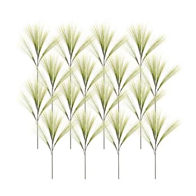 Set of 12 Green and Brown Grass Plastic Bush 29”