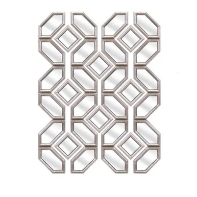 Set of 12 Matte Metallic Silver Decorative Geometric Wall Mirrors 12″