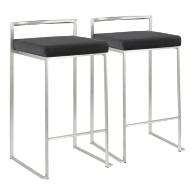 Set of 2 Black and Silver Stacker Counter Stool – 31″