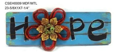 Set of 2 Blue and Red Contemporary Hope Decorative Signs 23.5″ – 34255109