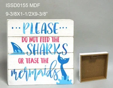 Set of 2 Blue and White Contemporary Square Wall Signs 9.25″ – 34256099