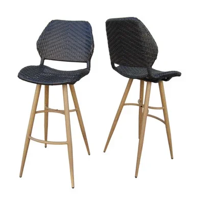 Set of 2 Brown Contemporary Handcrafted Outdoor Bar Stools 42.25″