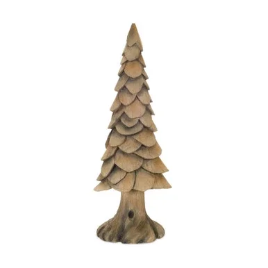 Set of 2 Brown Resin Christmas Tree Table Top Decorations 20.25″