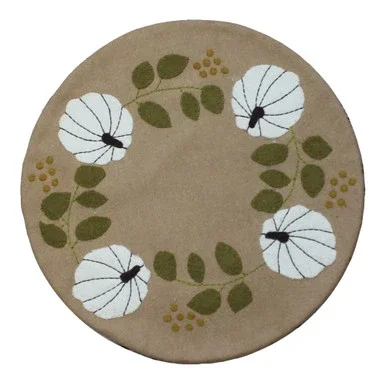 Set of 2 Fall Harvest White Pumpkin Candle Mat 15″
