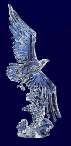 Set of 2 Icy Clear Decorative Flying Hawk Figurines 13.75″