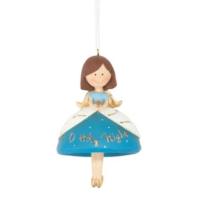 Set of 3 Silver Blue and White Holy Night Angel Dangling Christmas Ornament 4″