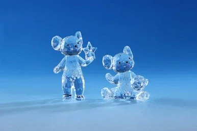 Set of 4 Clear Contemporary Mice Tabletop Decor 3″