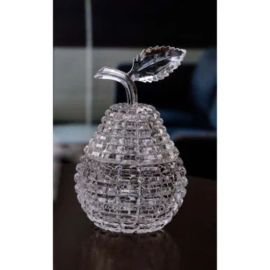 Set of 4 Clear Crystalline Cuts Diamond Cut Pear Jars 7″