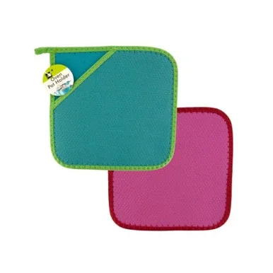Set of 4 Green and Pink Solid Oven Potholder 8.25″