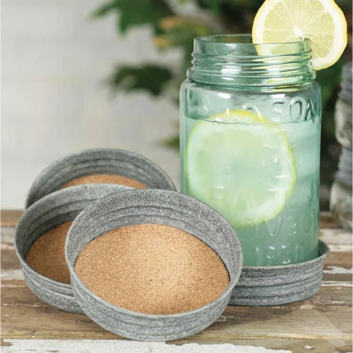 Set of Four Mason Jar Lid Coasters – Barn Roof – Box of 4