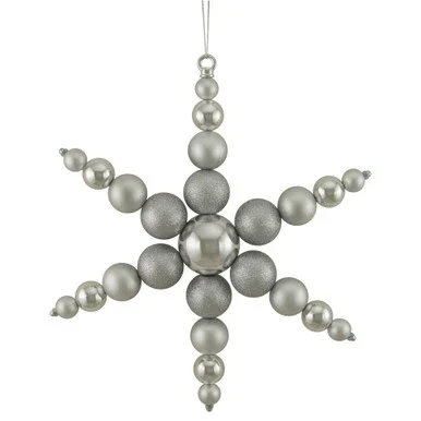 Shatterproof 3-Finish Snowflake Commercial Christmas Ornament – 18″ – Silver